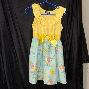 Zunie Yellow and Blue Floral Dress for Kids